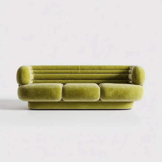 Trzyosobowa sofa z poliestru sztruksowego, oliwkowozielona, 230 × 95 × 75 cm