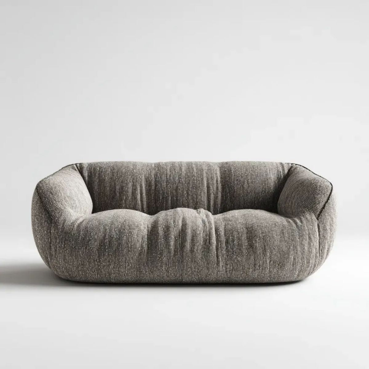 Szara sofa dwuosobowa sztruksowa owalna 170 × 95 × 70 cm